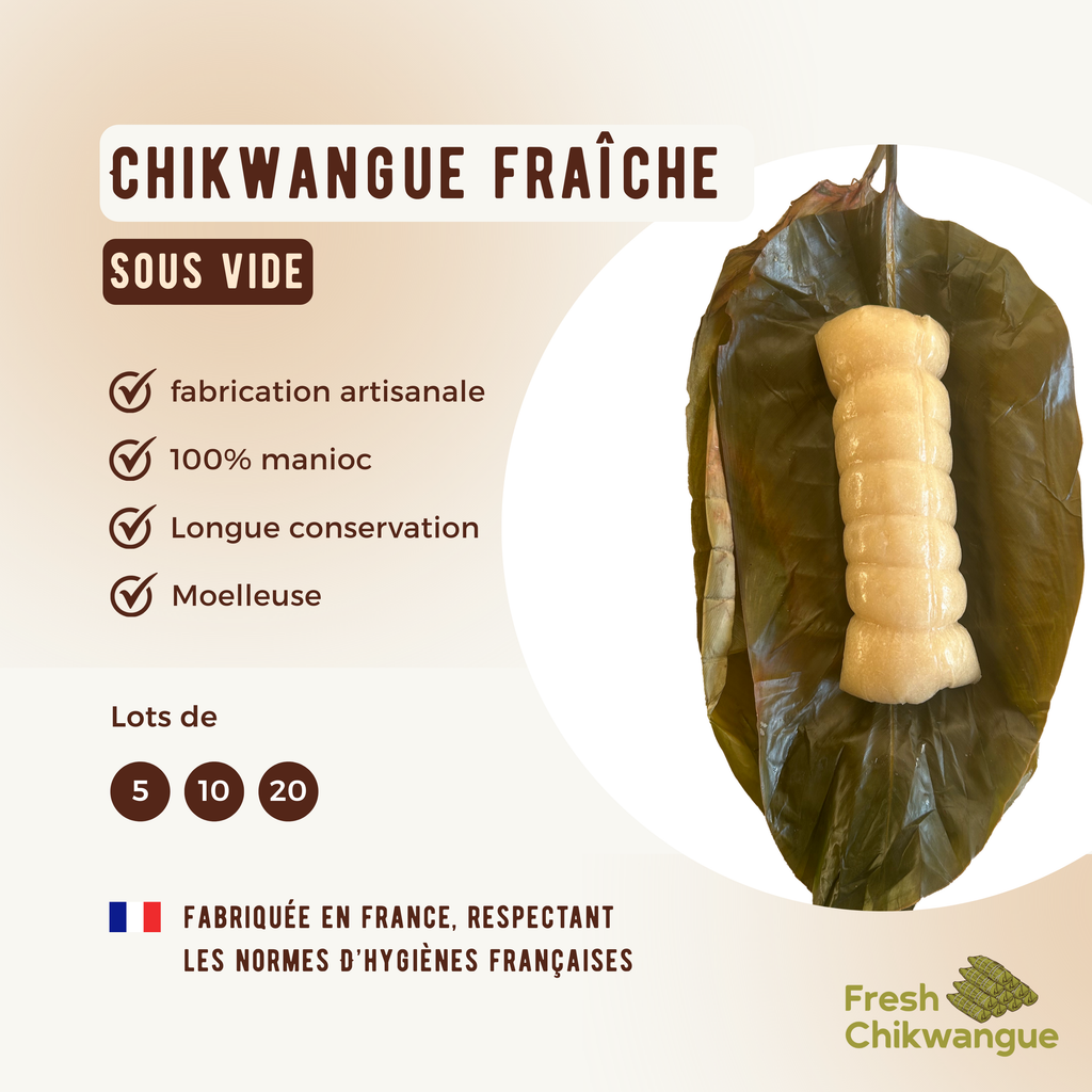 Pack de Chikwangue fraiche Traditionnelle 3x250g - cuisinée en France - Pain de manioc - Yuka - Kwanga - Chikwang - Bobolo - Riche en fibres - 100% manioc - Sans conservateurs