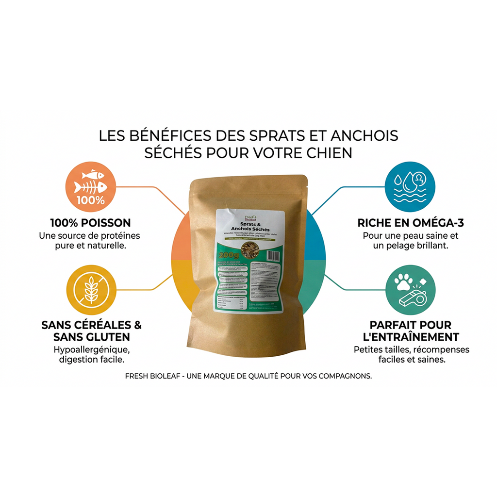 Sprats & Anchois Séchés pour Chiens et Chats – Friandises Naturelles au Poisson Entier – 100% Poisson, sans Additif ni Conservateur – Conditionné en France