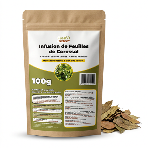 Infusion de Feuilles de Corossol 100% naturelle – Tisane Bien-Être & Relaxation Naturelle – Soursop Leaves / Graviola – Moment Détente Quotidien – Sans pesticides - 100g