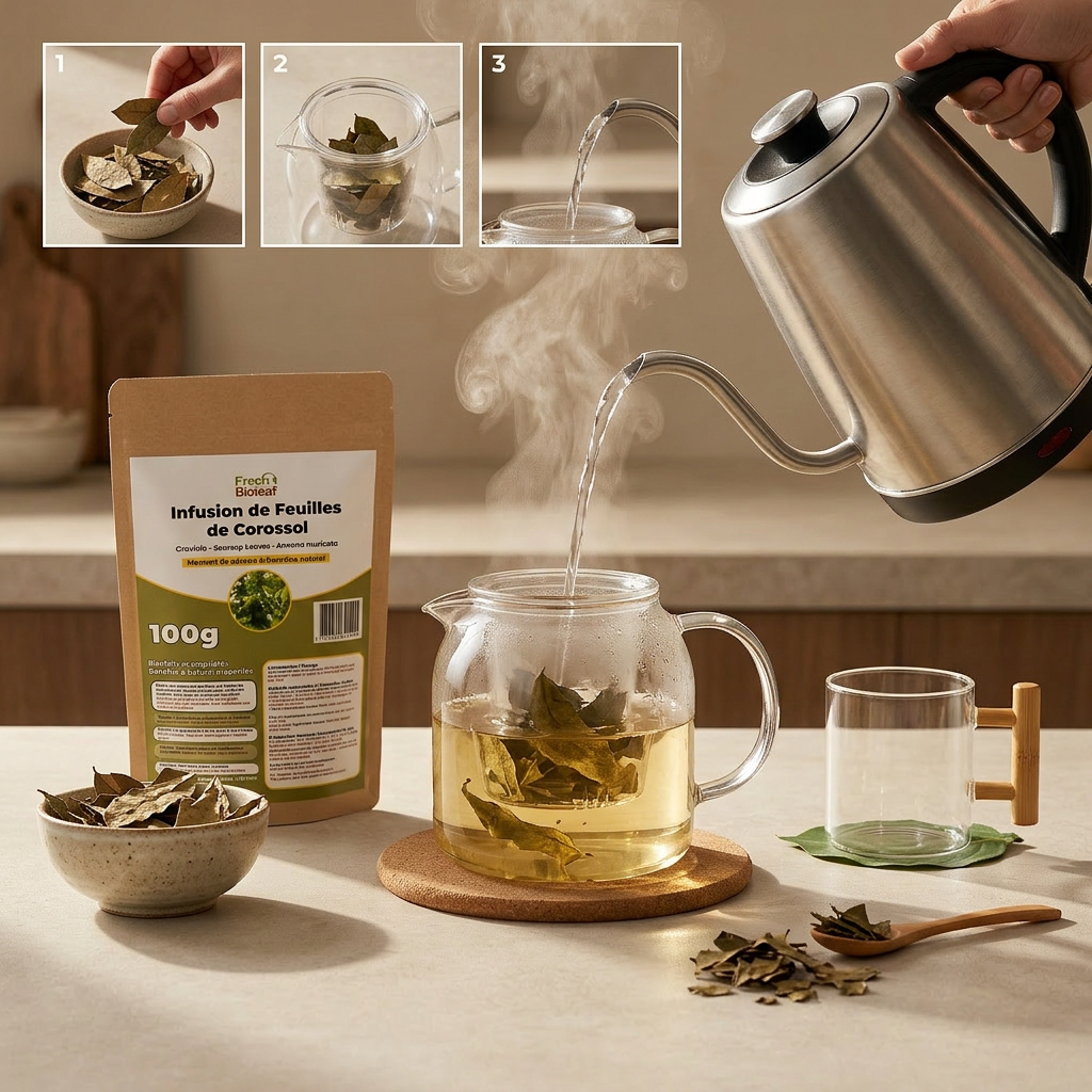 Infusion de Feuilles de Corossol 100% naturelle – Tisane Bien-Être & Relaxation Naturelle – Soursop Leaves / Graviola – Moment Détente Quotidien – Sans pesticides - 100g