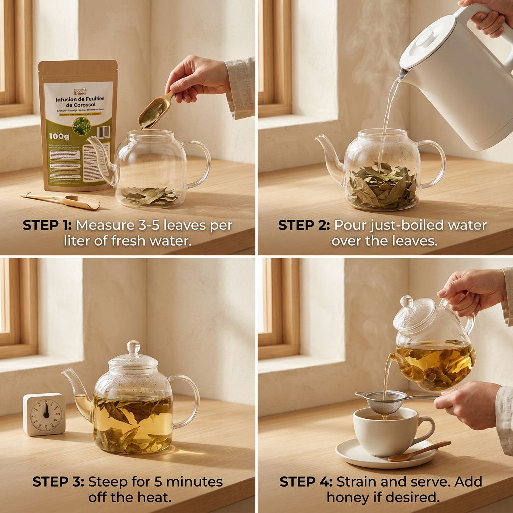 Infusion de Feuilles de Corossol 100% naturelle – Tisane Bien-Être & Relaxation Naturelle – Soursop Leaves / Graviola – Moment Détente Quotidien – Sans pesticides - 100g