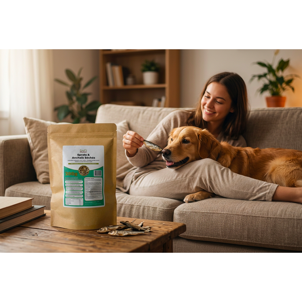 Sprats & Anchois Séchés pour Chiens et Chats – Friandises Naturelles au Poisson Entier – 100% Poisson, sans Additif ni Conservateur – Conditionné en France