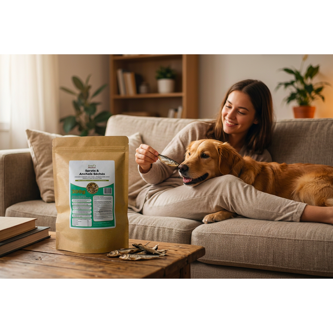 Sprats & Anchois Séchés pour Chiens et Chats – Friandises Naturelles au Poisson Entier – 100% Poisson, sans Additif ni Conservateur – Conditionné en France