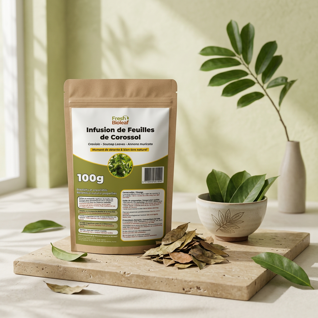 Infusion de Feuilles de Corossol 100% naturelle – Tisane Bien-Être & Relaxation Naturelle – Soursop Leaves / Graviola – Moment Détente Quotidien – Sans pesticides - 100g
