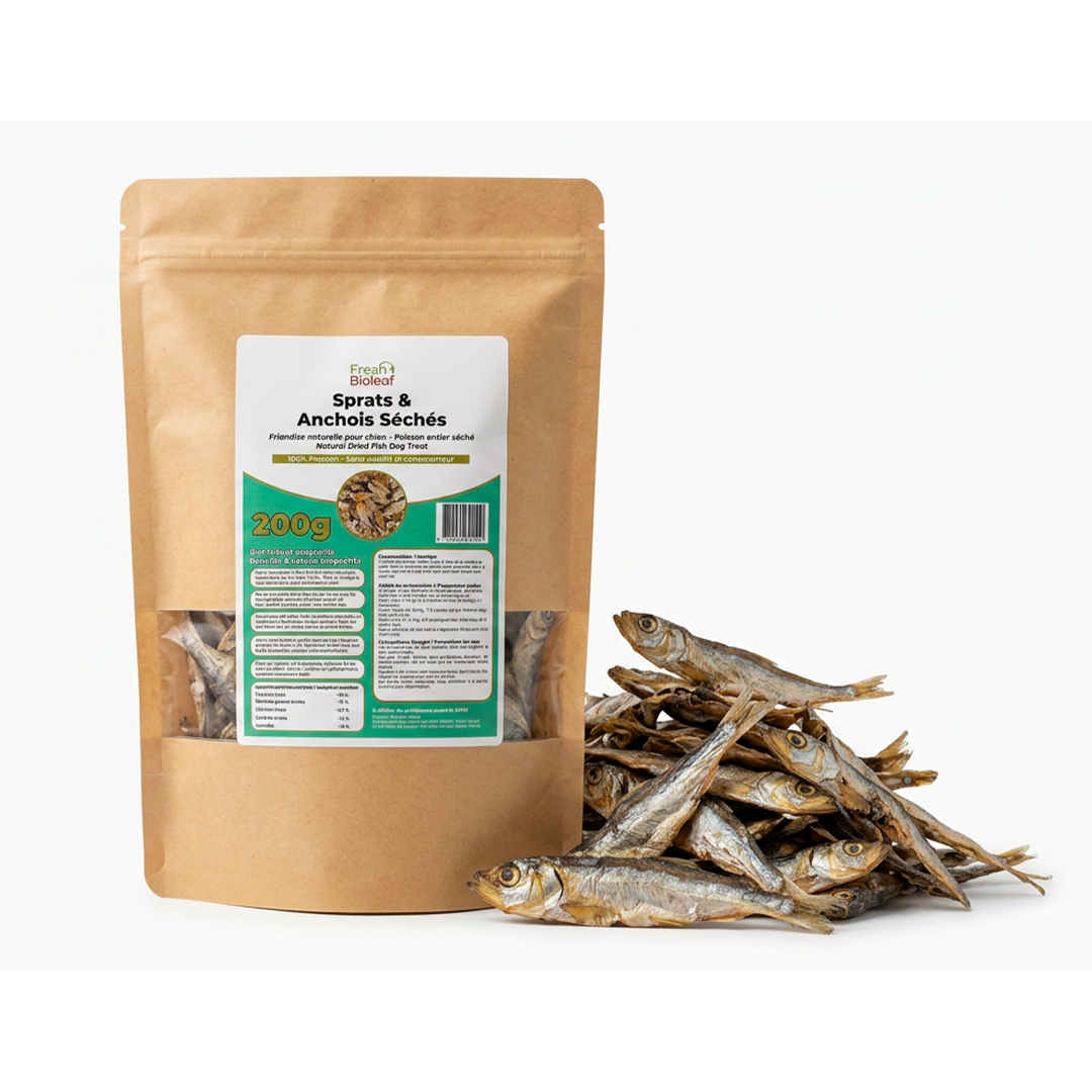Sprats & Anchois Séchés pour Chiens et Chats – Friandises Naturelles au Poisson Entier – 100% Poisson, sans Additif ni Conservateur – Conditionné en France