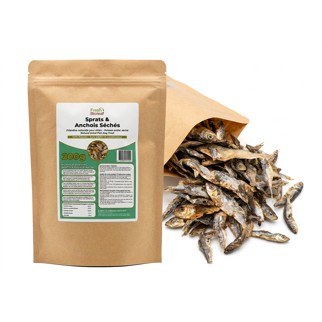 Sprats & Anchois Séchés pour Chiens et Chats – Friandises Naturelles au Poisson Entier – 100% Poisson, sans Additif ni Conservateur – Conditionné en France