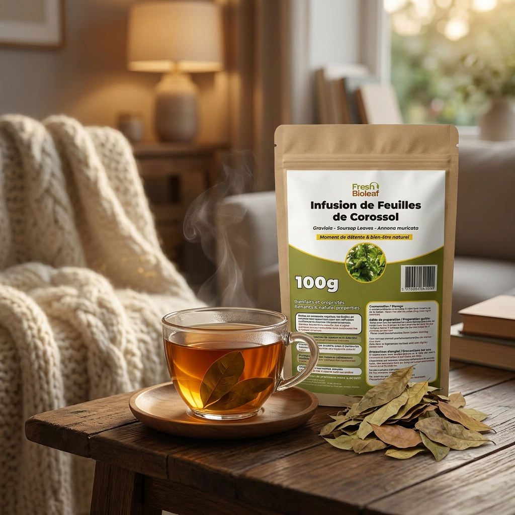 Infusion de Feuilles de Corossol 100% naturelle – Tisane Bien-Être & Relaxation Naturelle – Soursop Leaves / Graviola – Moment Détente Quotidien – Sans pesticides - 100g