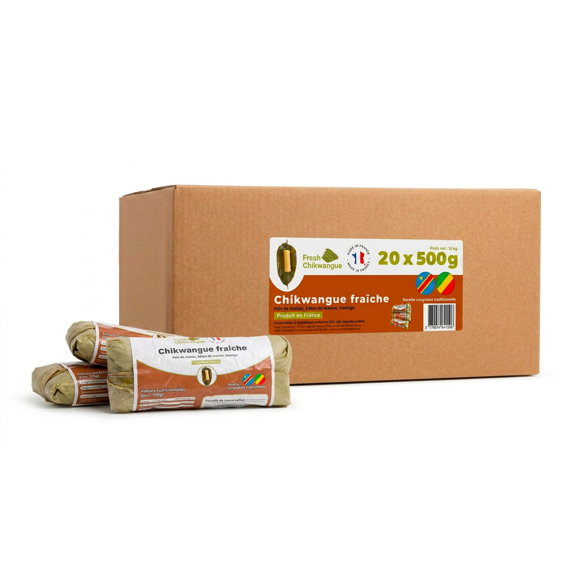 Chikwangue Fraîche – Carton 20 pièces × 500g – Pâte de Manioc Traditionnelle – Produite en France – Livraison Rapide – kwanga (Copie)